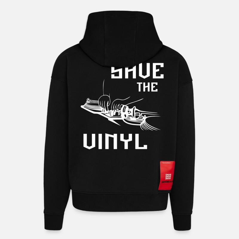enregistrer le vinyle - Sweat à capuche bio épais oversize fabriqué en UE - SOLID BLACK
