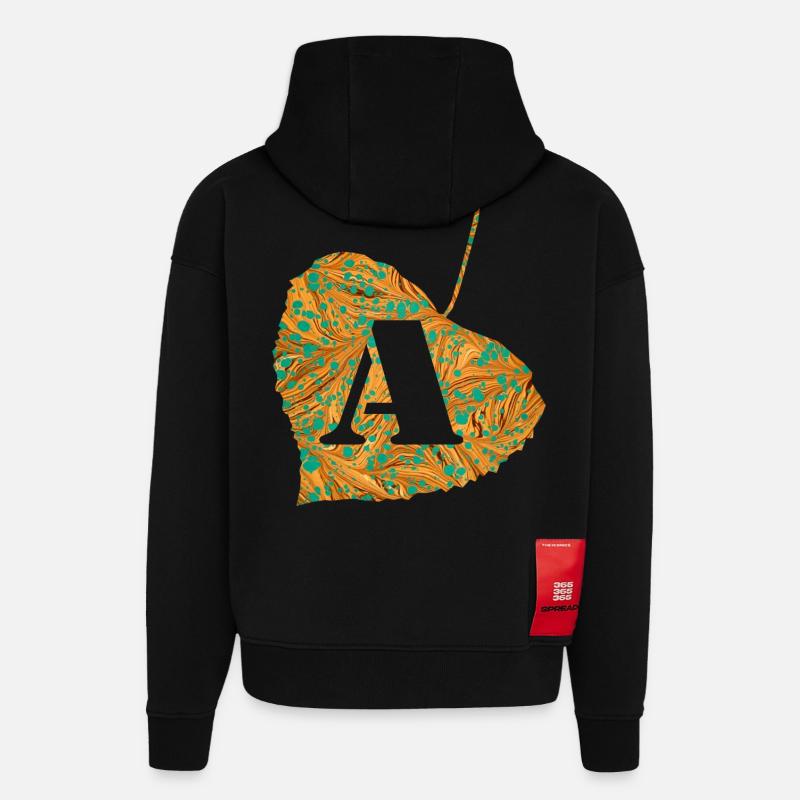 Feuille E 95 A - Sweat à capuche bio épais oversize fabriqué en UE - SOLID BLACK