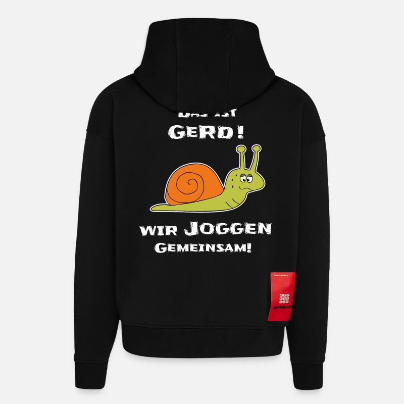 Funny Snail Jogging - Hoodie- made by SPREAD  - SOLID BLACK