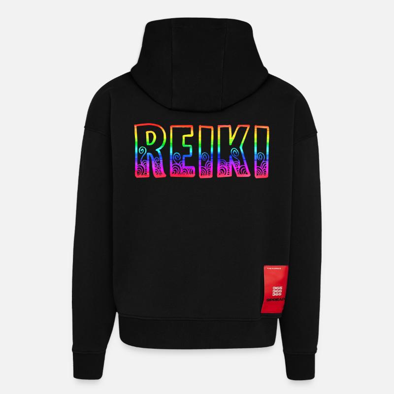 reiki rs regenbogen - Hoodie- made by SPREAD  - SOLID BLACK