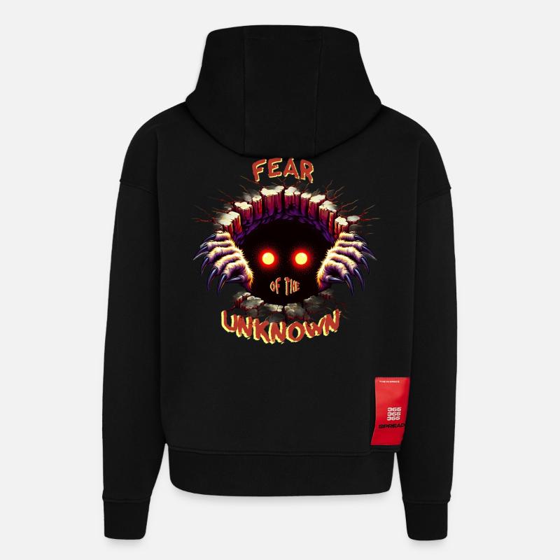 La peur de l’inconnu - Sweat à capuche bio épais oversize fabriqué en UE - SOLID BLACK