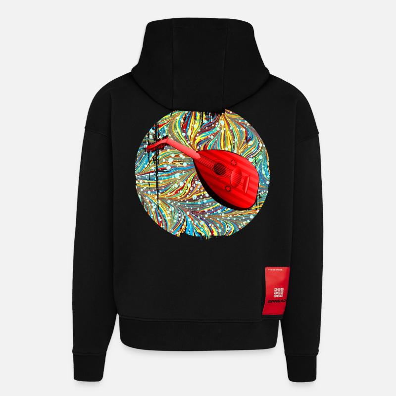 mandoline e 201 - Sweat à capuche bio épais oversize fabriqué en UE - SOLID BLACK