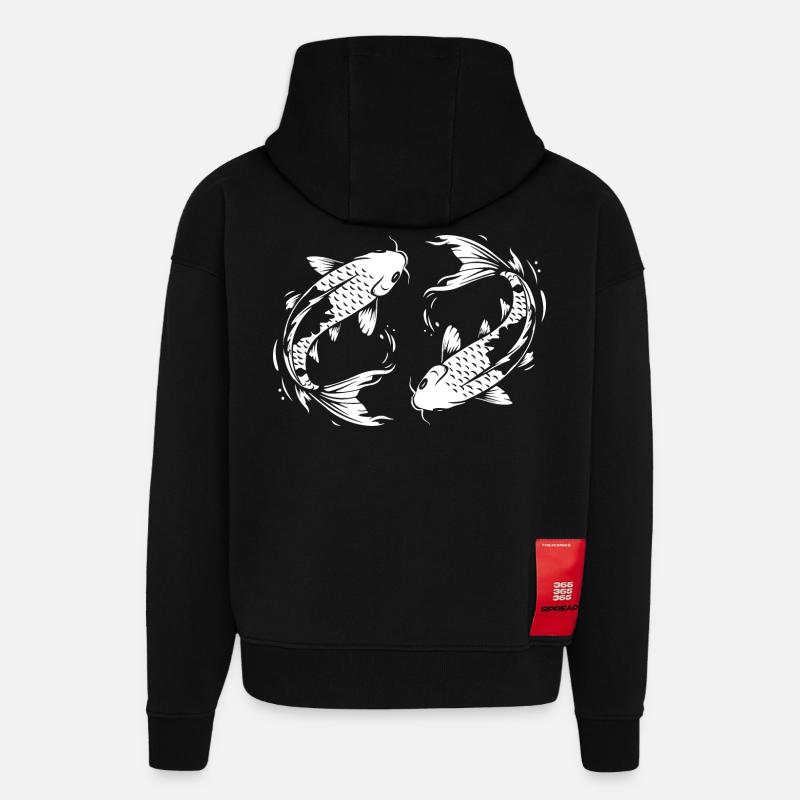 Koi Fish Carpe - Sweat à capuche bio épais oversize fabriqué en UE - SOLID BLACK