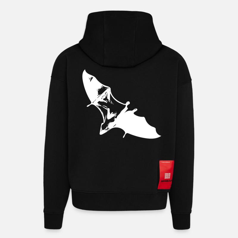 Renard volant planeur - Sweat à capuche bio épais oversize fabriqué en UE - SOLID BLACK