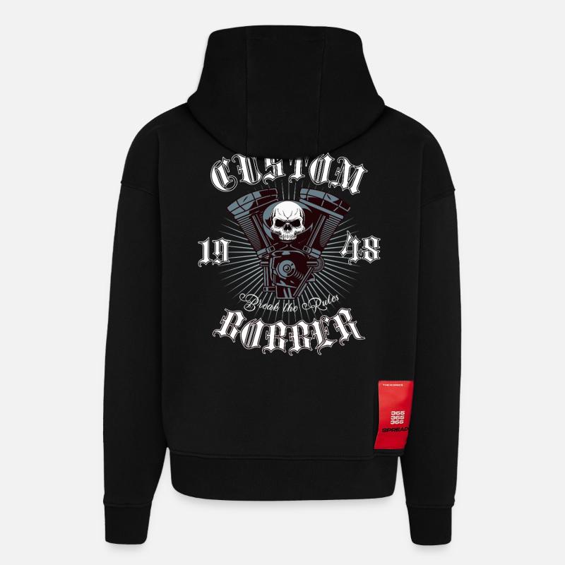 Bobber Chopper Motorrad Design - Hoodie- made by SPREAD - SOLID BLACK