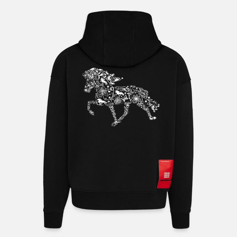 isi fleur blanche - Sweat à capuche bio épais oversize fabriqué en UE - SOLID BLACK
