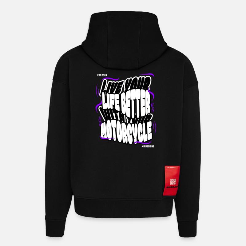 Motorcycle x MR DESIGNS  - Hoodie- made by SPREAD  - SOLID BLACK