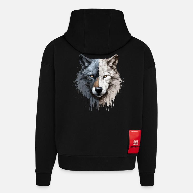 Wolf - Hoodie- made by SPREAD  - SOLID BLACK