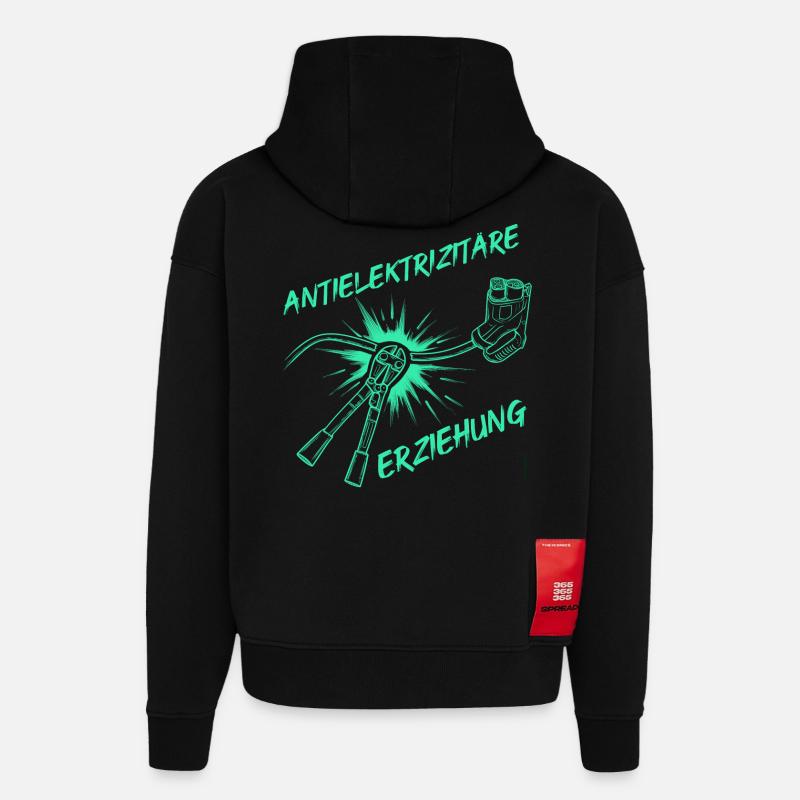 Éducation anti-électrifiée – Vert d’entreprise - Sweat à capuche bio épais oversize fabriqué en UE - SOLID BLACK