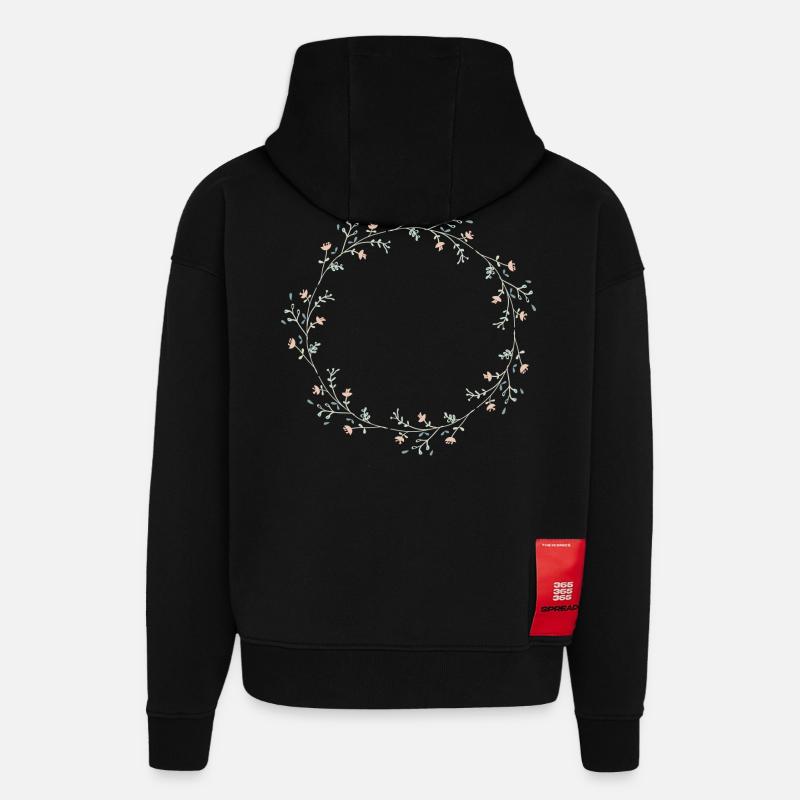 Fleurs - Sweat à capuche bio épais oversize fabriqué en UE - SOLID BLACK