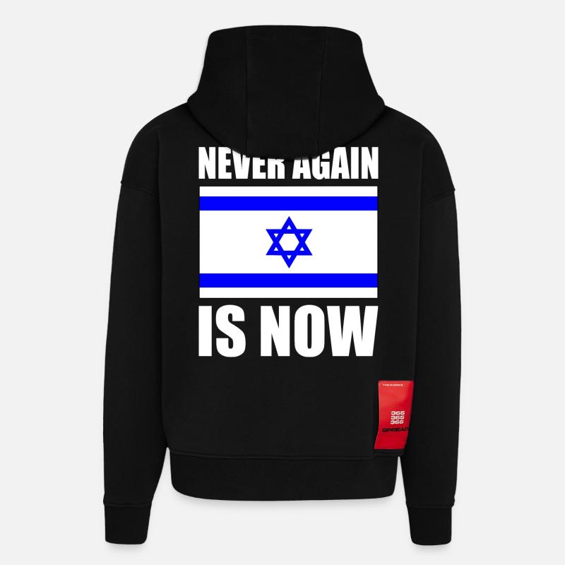 Never again is now - Hoodie- made by SPREAD  - SOLID BLACK