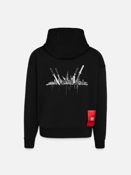 Messer Stadt - Hoodie- made by SPREAD  - SOLID BLACK