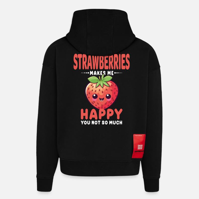 Fraise Kawaii - Sweat à capuche bio épais oversize fabriqué en UE - SOLID BLACK
