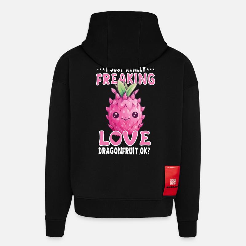 Fruit du dragon Kawaii - Sweat à capuche bio épais oversize fabriqué en UE - SOLID BLACK
