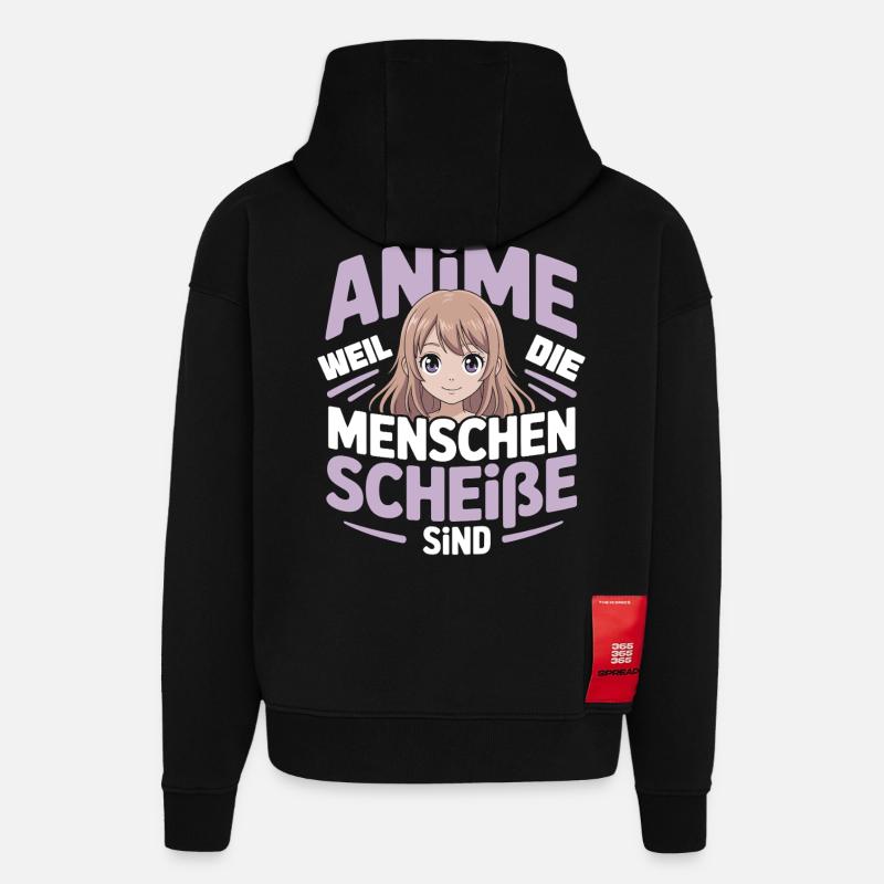 Anime-Mädchen mit humorvollem Spruch - Hoodie- made by SPREAD  - SOLID BLACK