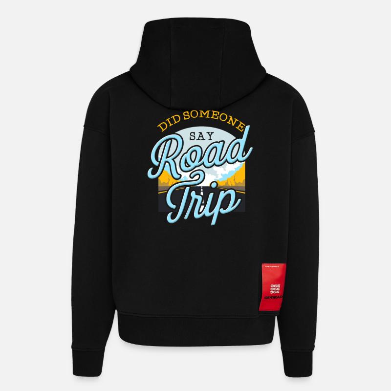 Voyage sur la route - Sweat à capuche bio épais oversize fabriqué en UE - SOLID BLACK