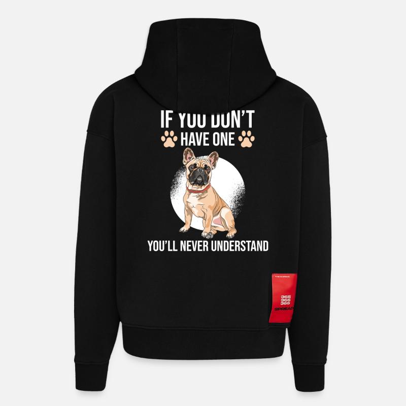 Frenchi dit bouledogue français - Sweat à capuche bio épais oversize fabriqué en UE - SOLID BLACK