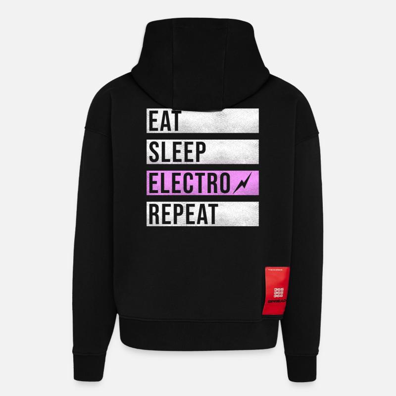 Techno Musique Electro Raver - Sweat à capuche bio épais oversize fabriqué en UE - SOLID BLACK