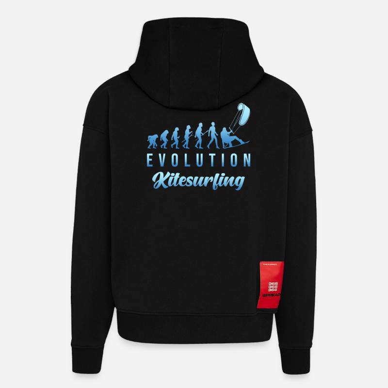Kitesurf Evolution - Sweat à capuche bio épais oversize fabriqué en UE - SOLID BLACK