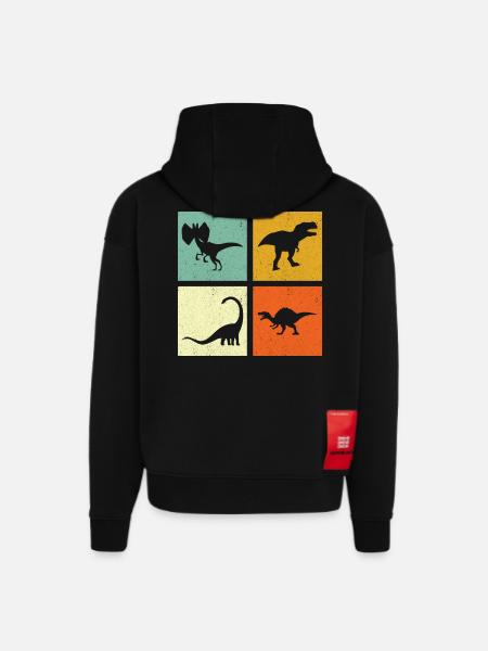 Dino Dinosaur - Hoodie- made by SPREAD - SOLID BLACK
