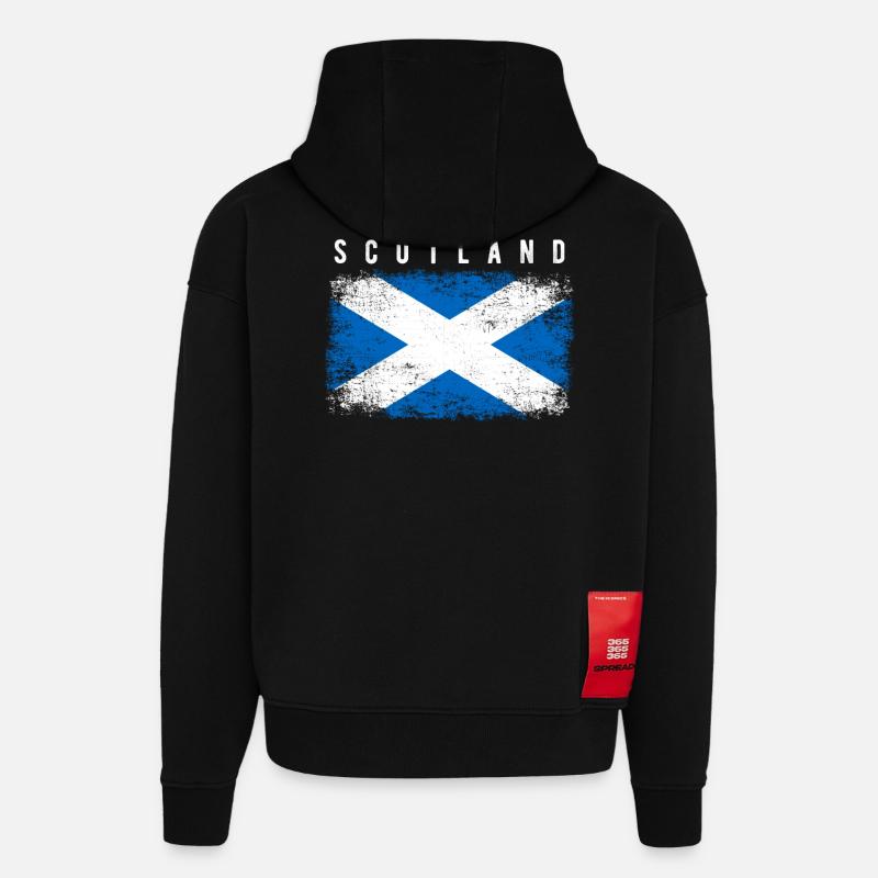 Drapeau de l’Écosse - Sweat à capuche bio épais oversize fabriqué en UE - SOLID BLACK