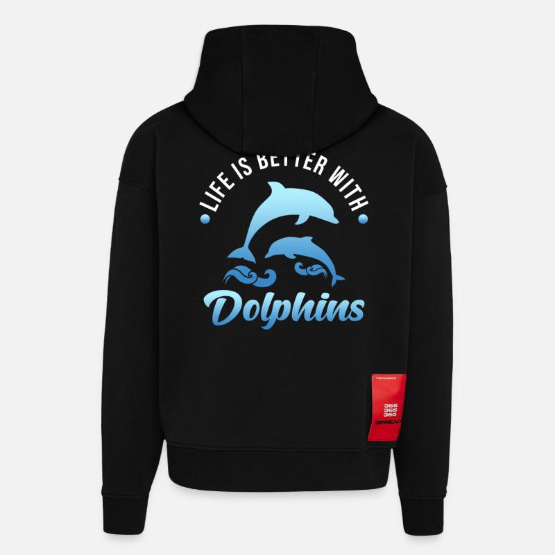 dolphin - Hoodie- made by SPREAD  - SOLID BLACK