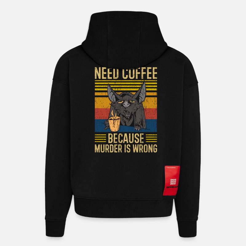 Need Coffee Coffee Saying - Hoodie- made by SPREAD - SOLID BLACK