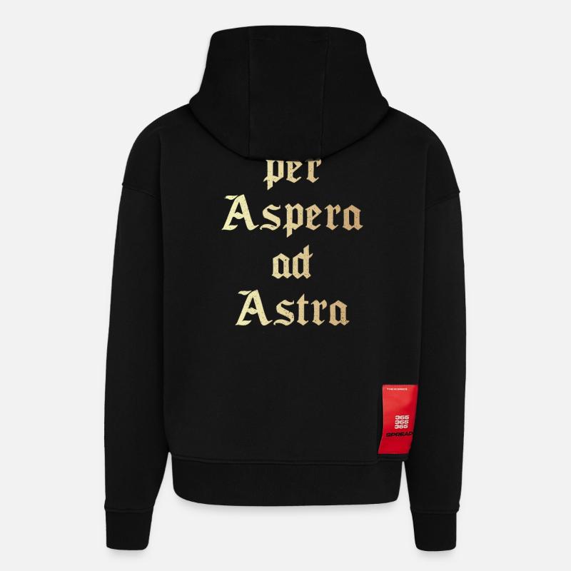 Per aspera ad astra - Sweat à capuche bio épais oversize fabriqué en UE - SOLID BLACK