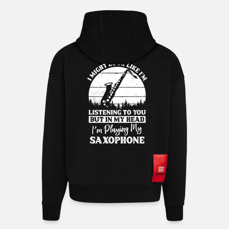 Saxofon - Hoodie- made by SPREAD  - SOLID BLACK