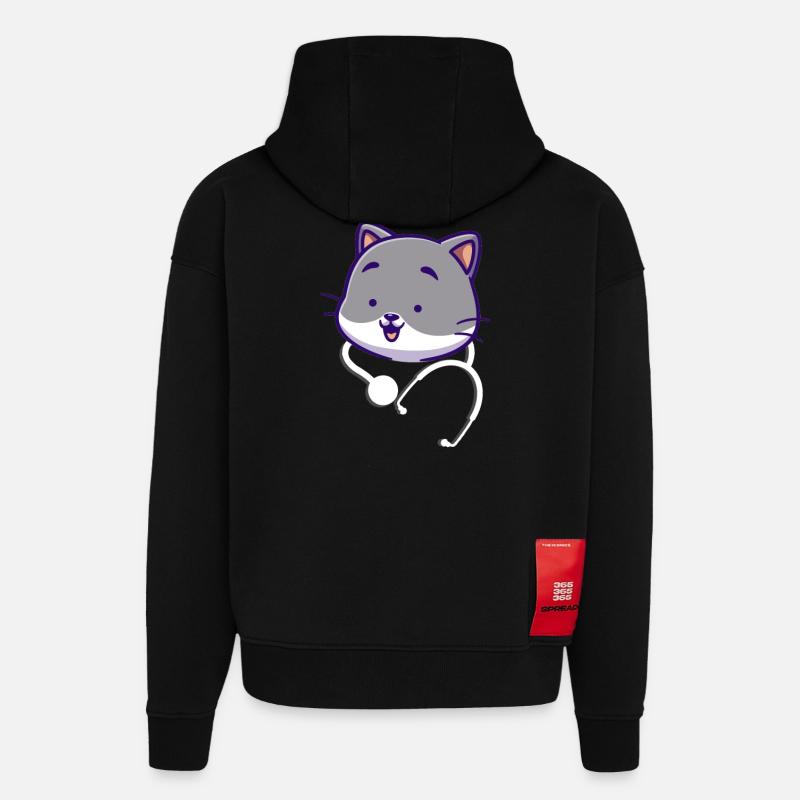 Stéthoscope mignon - Sweat à capuche bio épais oversize fabriqué en UE - SOLID BLACK