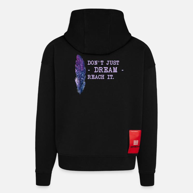 Motivation Dire rêves - Sweat à capuche bio épais oversize fabriqué en UE - SOLID BLACK