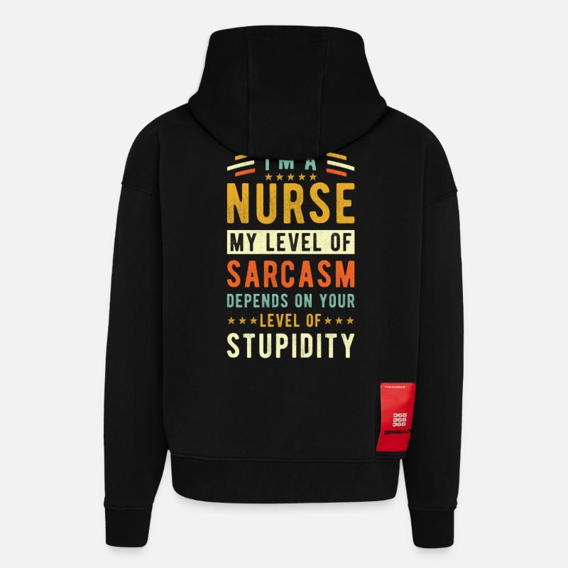 Cadeau d’infirmière - Sweat à capuche bio épais oversize fabriqué en UE - SOLID BLACK