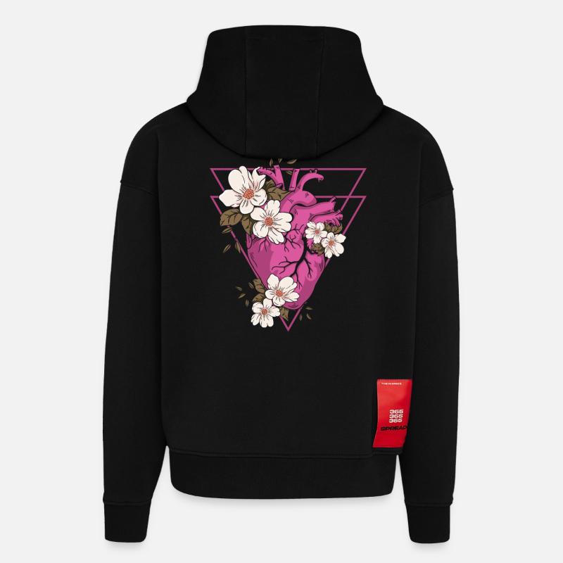 Gothic Blumen - Hoodie- made by SPREAD  - SOLID BLACK