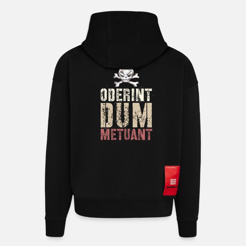 Oderent dum Metuant - Sweat à capuche bio épais oversize fabriqué en UE - SOLID BLACK
