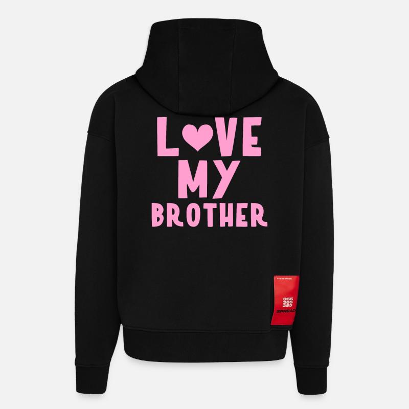 J’aime mon frère - Sweat à capuche bio épais oversize fabriqué en UE - SOLID BLACK