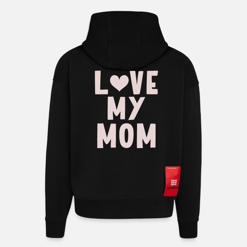 J’aime ma mère - Sweat à capuche bio épais oversize fabriqué en UE - SOLID BLACK