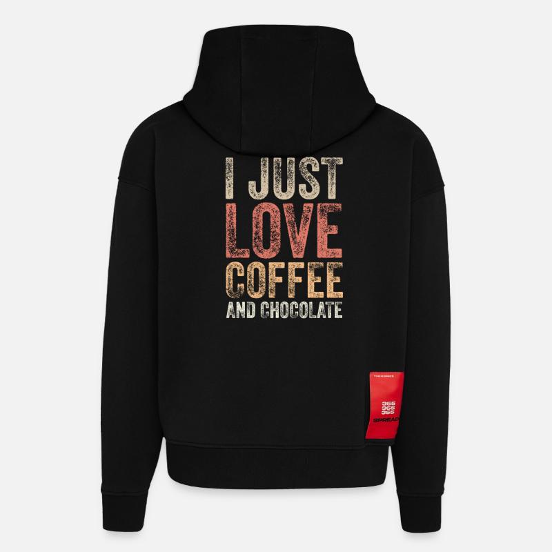 Chocolat et café - Sweat à capuche bio épais oversize fabriqué en UE - SOLID BLACK