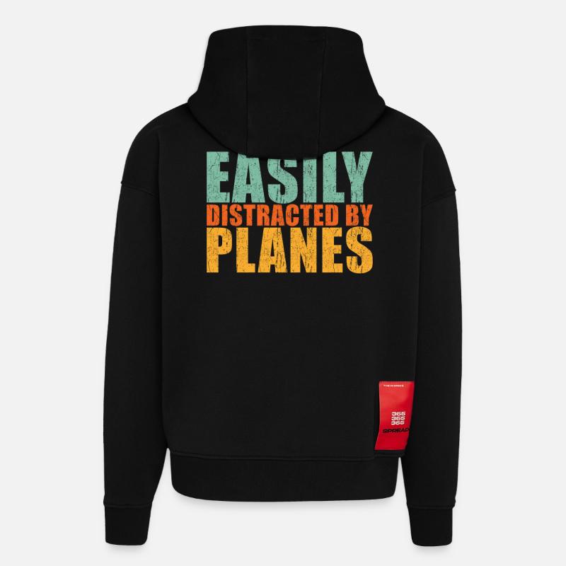 Dicton d’avion - Sweat à capuche bio épais oversize fabriqué en UE - SOLID BLACK