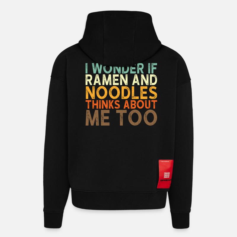Dicton ramen Noodle - Sweat à capuche bio épais oversize fabriqué en UE - SOLID BLACK