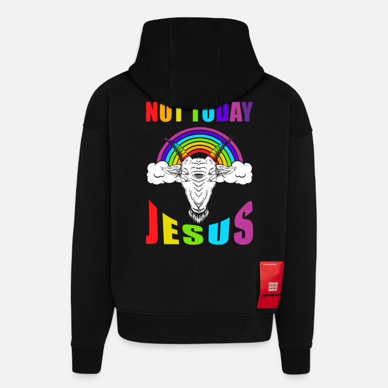 Pas aujourd’hui Jésus - Sweat à capuche bio épais oversize fabriqué en UE - SOLID BLACK