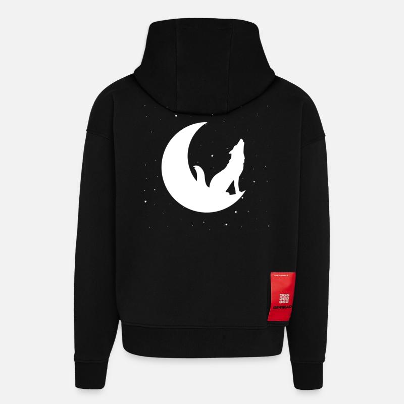 Wolf Mond - Hoodie- made by SPREAD - SOLID BLACK