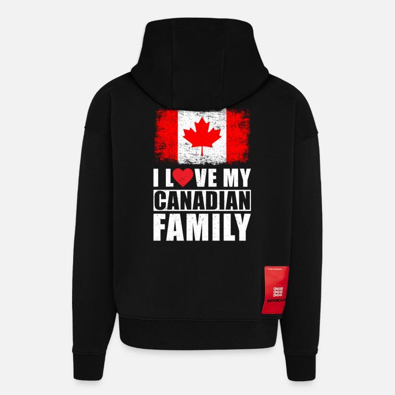 Famille Canada - Sweat à capuche bio épais oversize fabriqué en UE - SOLID BLACK