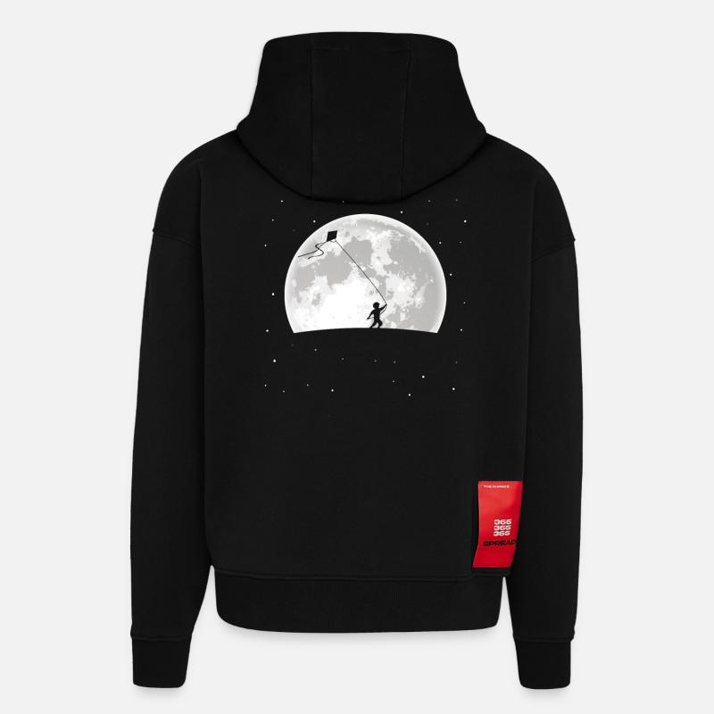 Cerf-volant - Sweat à capuche bio épais oversize fabriqué en UE - SOLID BLACK
