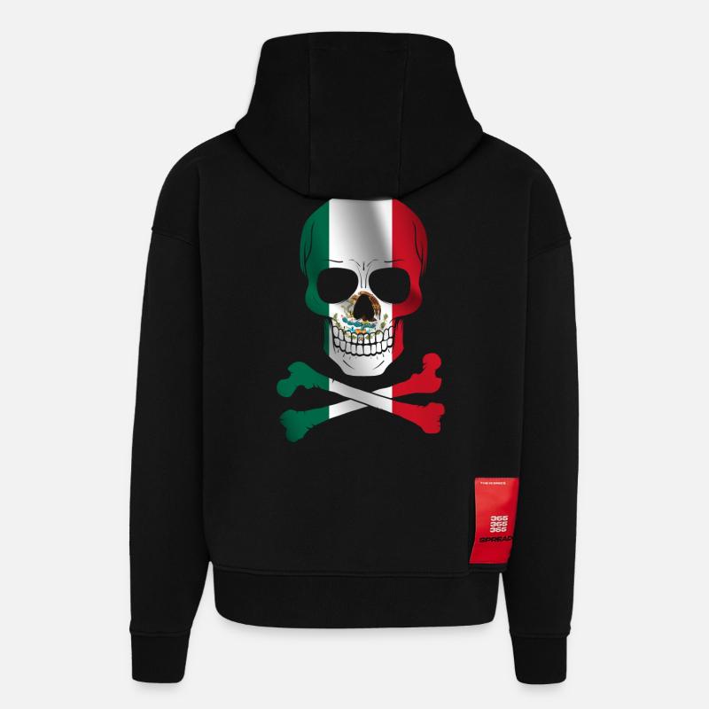 Drapeau du Mexique - Sweat à capuche bio épais oversize fabriqué en UE - SOLID BLACK