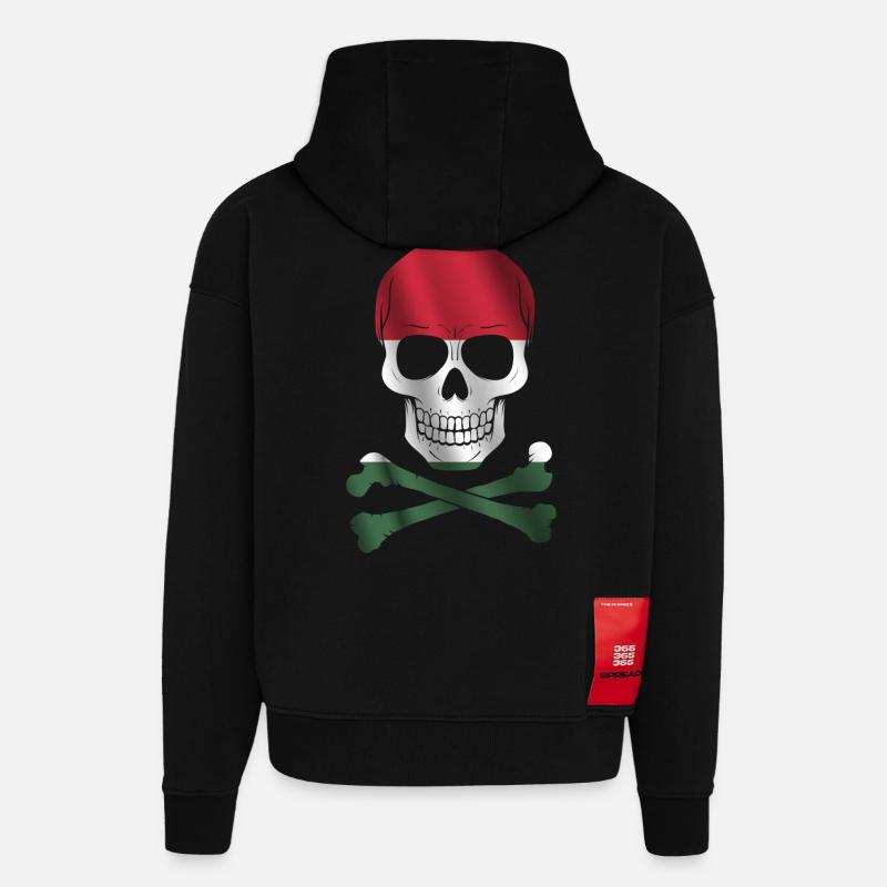 Drapeau de la Hongrie - Sweat à capuche bio épais oversize fabriqué en UE - SOLID BLACK