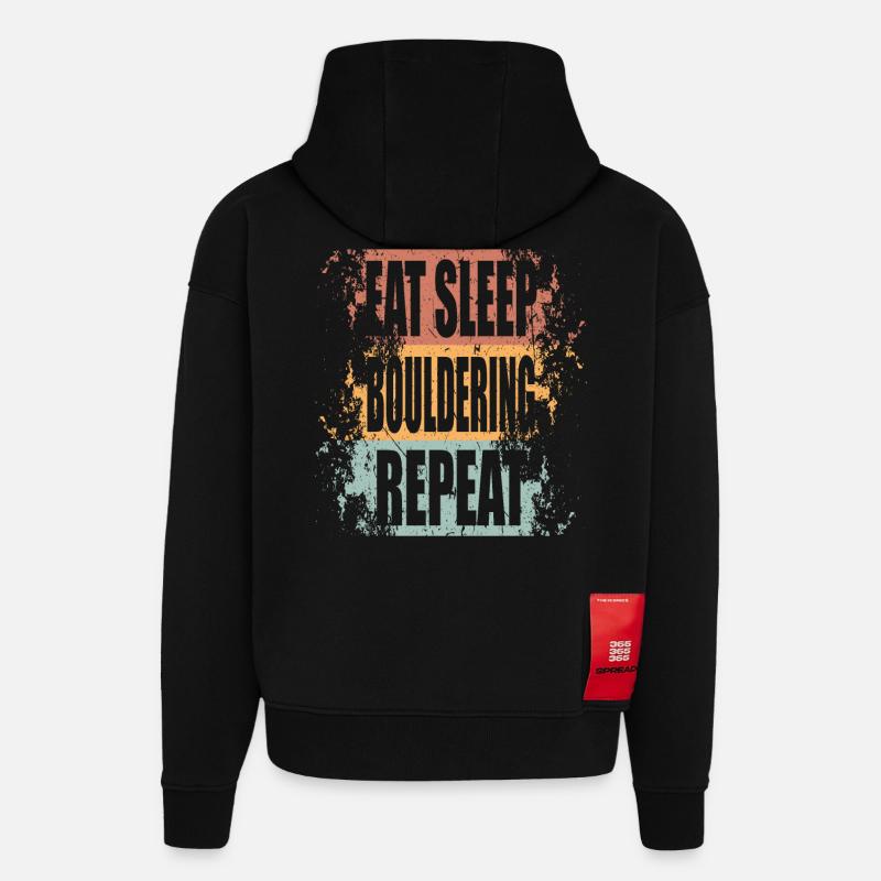 Bloc Manger Dormir Répéter - Sweat à capuche bio épais oversize fabriqué en UE - SOLID BLACK