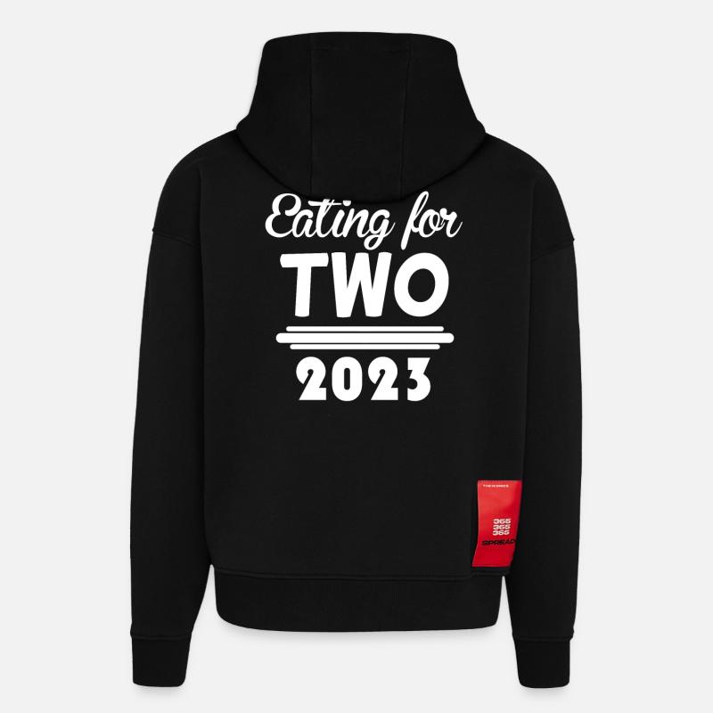 Jumelles Grossesse Enceinte 2023 - Sweat à capuche bio épais oversize fabriqué en UE - SOLID BLACK