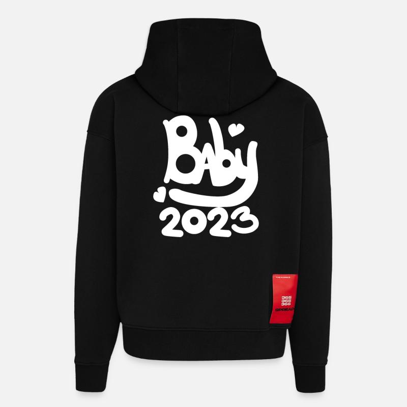 Bébé 2023 - Sweat à capuche bio épais oversize fabriqué en UE - SOLID BLACK