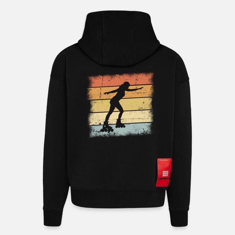 Roller derby - Sweat à capuche bio épais oversize fabriqué en UE - SOLID BLACK