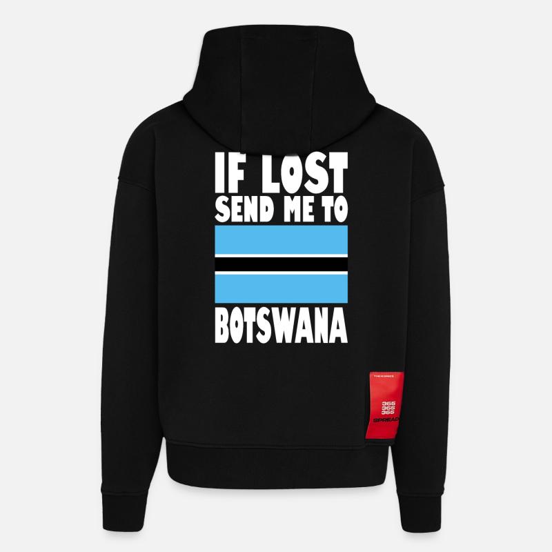 Drapeau du Botswana - Sweat à capuche bio épais oversize fabriqué en UE - SOLID BLACK